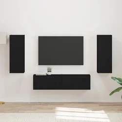 Set TV komoda Zidne 2 pcs Crna Konstruirano drvo