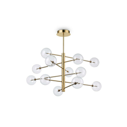 Ideal Lux - LED luster na stalku EQUINOXE 12xG4/2W/230V, prečnik 124 cm, mesing/prozirno