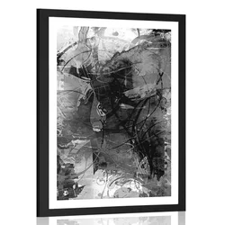 Plakat s paspartujem sodobna medijska slika v črnobeli varianti - 40x60 silver