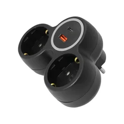 Commel razdelnik dvostruki sa usb punjacem a+c ,crni ( c240-803 )