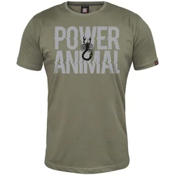 011Shop Muška majica kratkih rukava Power animal, Maslinasta