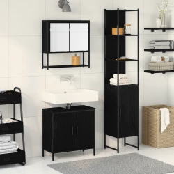 Set namještaja za kupaonicu Zidne 3 pcs Crna Konstruirano drvo