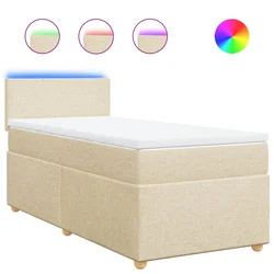vidaXL vidaXL Box spring postelja z vzmetnico krem 90x200 cm blago, (21291921)