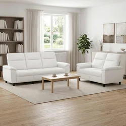 Vidaxl Kavčna garnitura 2 pcs Bela Blago
