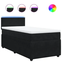 Vidaxl Box spring postelja z vzmetnico črn 90x190 cm žamet