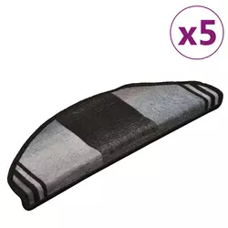 Otirači za stepenice samoljepljivi 5 kom 65x21x4 cm crno-sivi