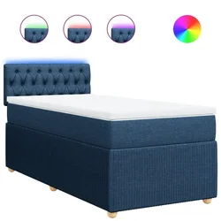 Vidaxl Box spring postelja z vzmetnico modra 90x190 cm blago