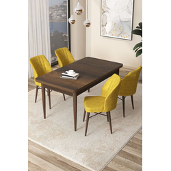 Hanah Home Set Trpezarijski sto i 4 stolice Arp, Žuto-braon