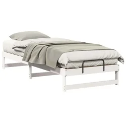 Vidaxl Konstrukcija postelje Bela 90 x 220 cm Masivno borovo les