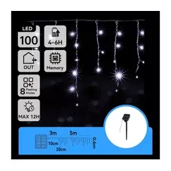 Aigostar - LED solarni lanac 100xLED/8 funkcija 8x0,6m IP65 hladno bela