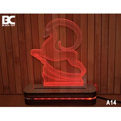 Black Cut 3D Lampa Ovan, Crvena