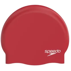 Speedo plain moulded silicone swimming cap red