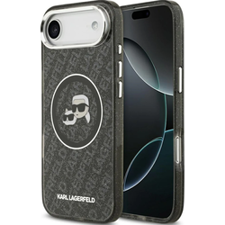 Maska Karl Lagerfeld IML Glitter Karl & Choupette Heads Logo MagSafe za iPhone Air crna