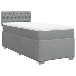 Vidaxl Box spring postelja z vzmetnico svetlo siva 80x200 cm blago