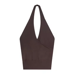 Bershka Top z naramnicami  rjava