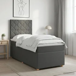 vidaXL Postelja boxspring z vzmetnico Temno siva 80 x 200 cm Blago