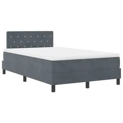 Vidaxl LED Box Spring Postelja z LED Temno siva 120 x 190 cm Žamet