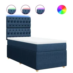 Vidaxl Box spring postelja z vzmetnico modra 80x200 cm blago