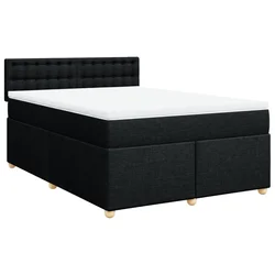 Vidaxl Box spring postelja z vzmetnico črna 160x200 cm blago