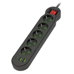 Produžni sa 5 mesta 2m 1.5mm2+pr. 2xUSB+tip C Prosto
