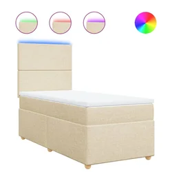 Vidaxl Box spring postelja z vzmetnico krem 90x190 cm blago
