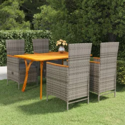 5-dijelni vrtni blagovaonski set sivi