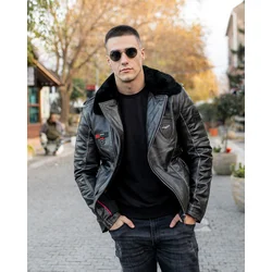 MARIO ZENETTI Muška kožna jakna Cesare arl, Crna