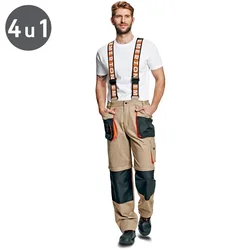 AUS LINE Radne pantalone EMERTON SUMMER 4u1 sa tregerima Boja: Bež Veličina: 46