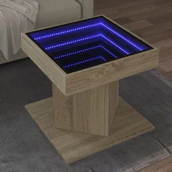 Stolić za kavu LED boja hrasta 50x50x45 cm konstruirano drvo