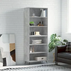 Visoka komoda siva betona 69,5x32,5x180 cm konstruirano drvo