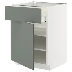 METOD / MAXIMERA Podni element s fiokom/vratima, bela/Nickebo mat sivozelena, 60x60 cm