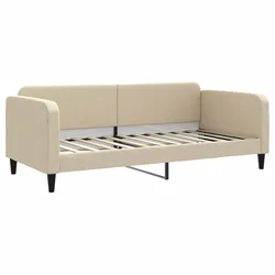 Greatstore Izvlečna dnevna postelja s predali krem 90x200 cm blago