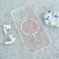 Maskica za iPhone 16 Pro Mag Case Nanobit Print Tropical Flamingos