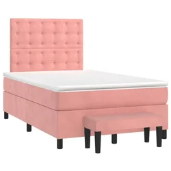 Vidaxl Box spring postelja z vzmetnico roza 120x190 cm žamet