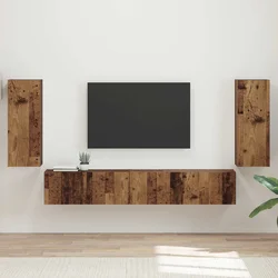 Set TV komoda 4 pcs Staro drvo Konstruirano drvo