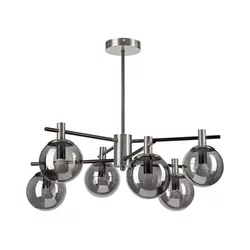 Luster na šipci LILOU 6xE14/5W/230V matni hrom/zadimljeno staklo