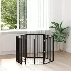Vrata za pse 6 pcs Crna 60 x 80 cm Cinkani čelik