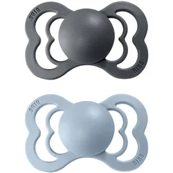BIBS Supreme Natural Rubber 1 duda Iron/Baby Blue 2 kos