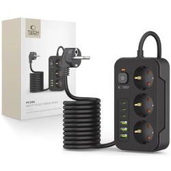 TECH-PROTECT PC3X6 POWER SOCKET 3 USB  3 TYPE-C  3 SOCKET 200CM BLACK (5906302310555)