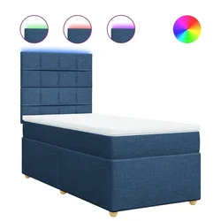 Vidaxl Box spring postelja z vzmetnico modra 90x190 cm blago