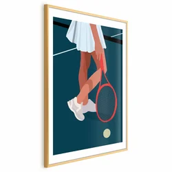 shumee Plakat - Teniški igralec z rdečim loparjem na igrišču - ilustracija