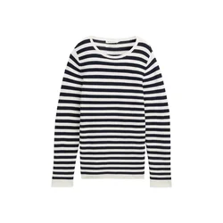 TOM TAILOR Pulover temno modra/bela
