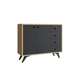 HANAH HOME Waga Oak Anthracite komoda
