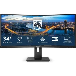 34in Philips 346B1C/00 21:9, Panel VA, 3440x1440, 390, Kontrast 3000, 178, 178, 5, HDMI,DP,USB 3.0 x4,USB Type-C x2,RJ-45, Zvucnici da, Zakrivljeni, Boja Crna, Postolje tilt,swivel,podesivo po visini, 100 346B1C/00