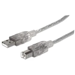 Manhattan USB 2.0 AB M/M USB kabel, 1,8 m, srebrn
