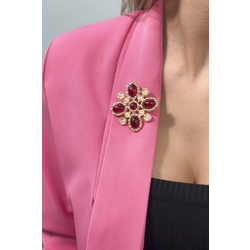Floral brooch 2 red
