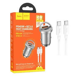 hoco. Auto punjač, brzi, sa type C kabelom, PD45W+QC3.0 - NZ10 Handy, type C