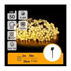 Aigostar - Solarni LED ukrasni niz 50xLED/8 funkcija 12m IP65 topla bela