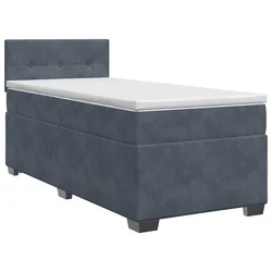 vidaXL Postelja boxspring z vzmetnico Temno siva 90 x 190 cm Žamet