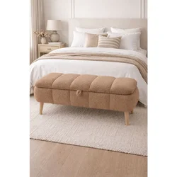 Hanah Home Sara tapacirana klupa s prostorom za odlaganje 90 × 45 × 35 cm, braon